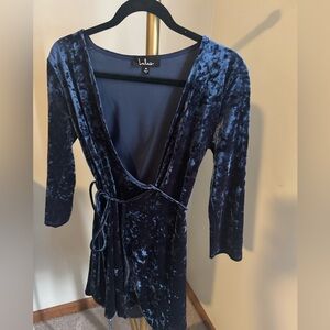 Blue Velvet Lulu’s Wrap Dress, Size Medium